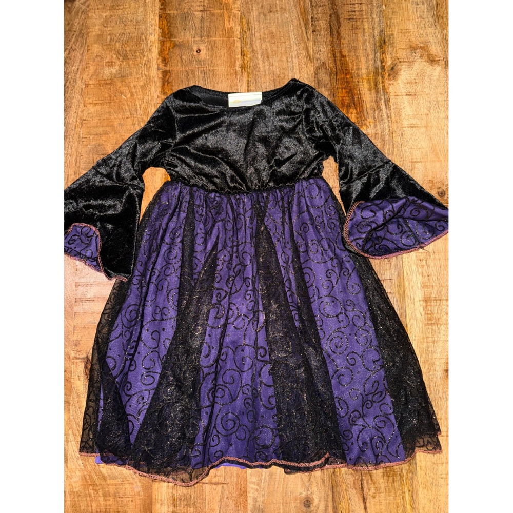 California Costumes Toddler Girls Purple Black Witch Dress Bell Sleeve Size 3-4